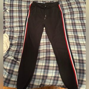 Lazypants Joggers Black with Red and White Stripes